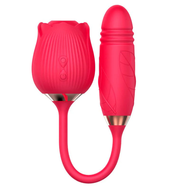 10 Function Rose Vibrator with Thrusting Bullet - Image 3