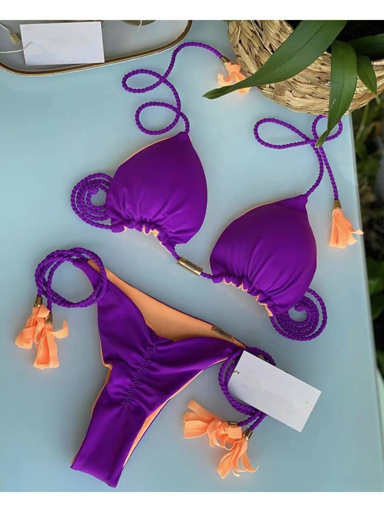 2-Piece Color Block Bikini Set Swimsuit 8242 - Image 9