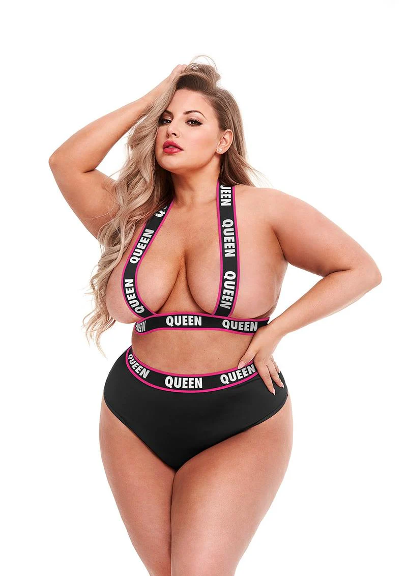 2pc Queen Bee Logo Elastic Booty Short - Image 3
