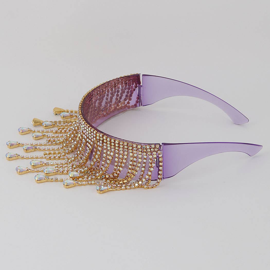 3AM BY H&D ACCESSORIES - Rhinestone Tear Drop Shield Sunglasses - Image 3