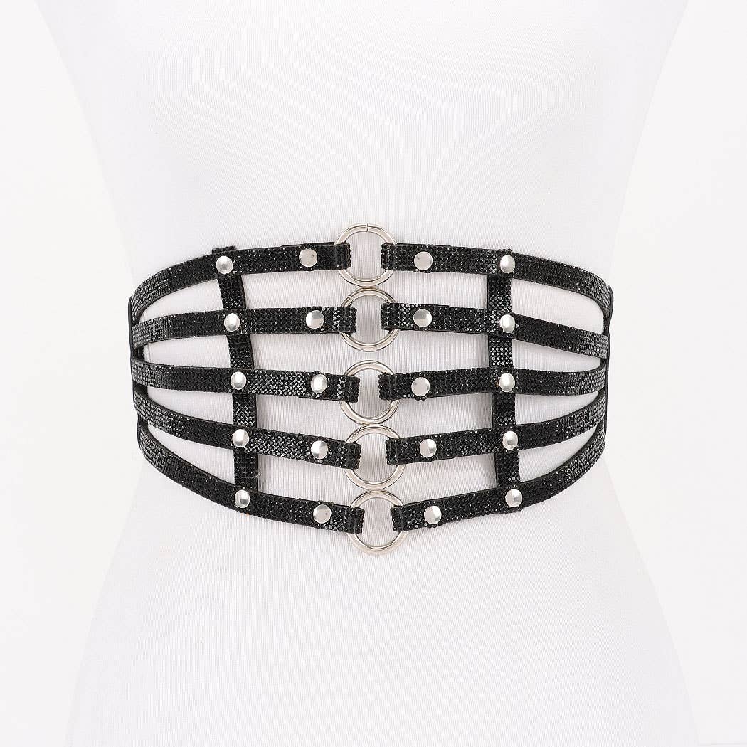 3AM BY H&D ACCESSORIES - Wide Rhinestone Waist Belt - Image 6