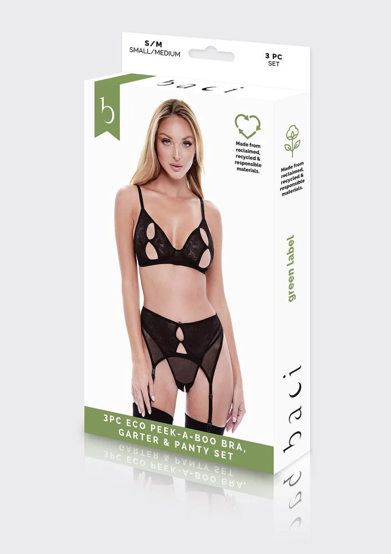 3pc Eco Peek-A-Boo Bra Garter Panty - Image 3