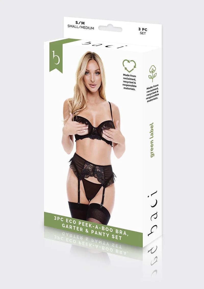 3pc Eco Peek-A-Boo Bra Garter Panty - Image 3