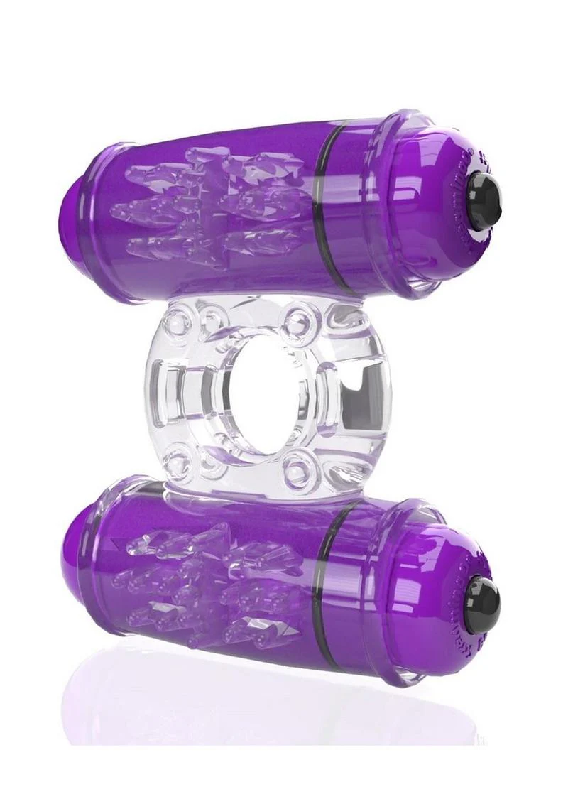 4t Double Wammy Silicone Rechargeable Dual Vibrating Couples Cock Ring - Image 11