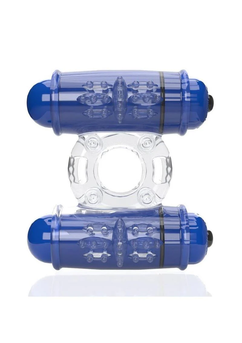 4t Double Wammy Silicone Rechargeable Dual Vibrating Couples Cock Ring - Image 13