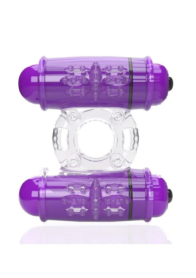 4t Double Wammy Silicone Rechargeable Dual Vibrating Couples Cock Ring - Image 9