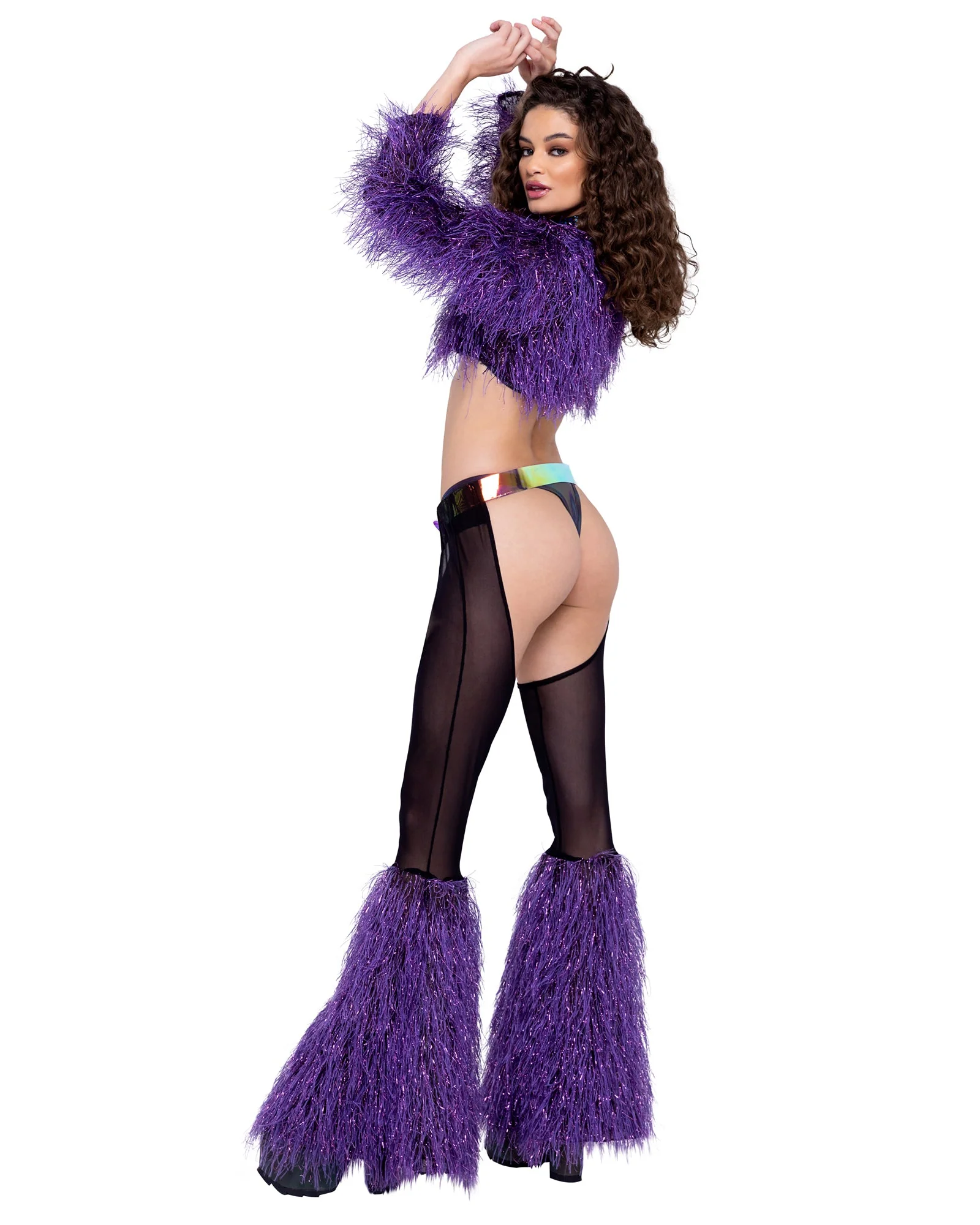 6248 - Sheer Chaps with Faux Fur Bell & Belt - Image 6