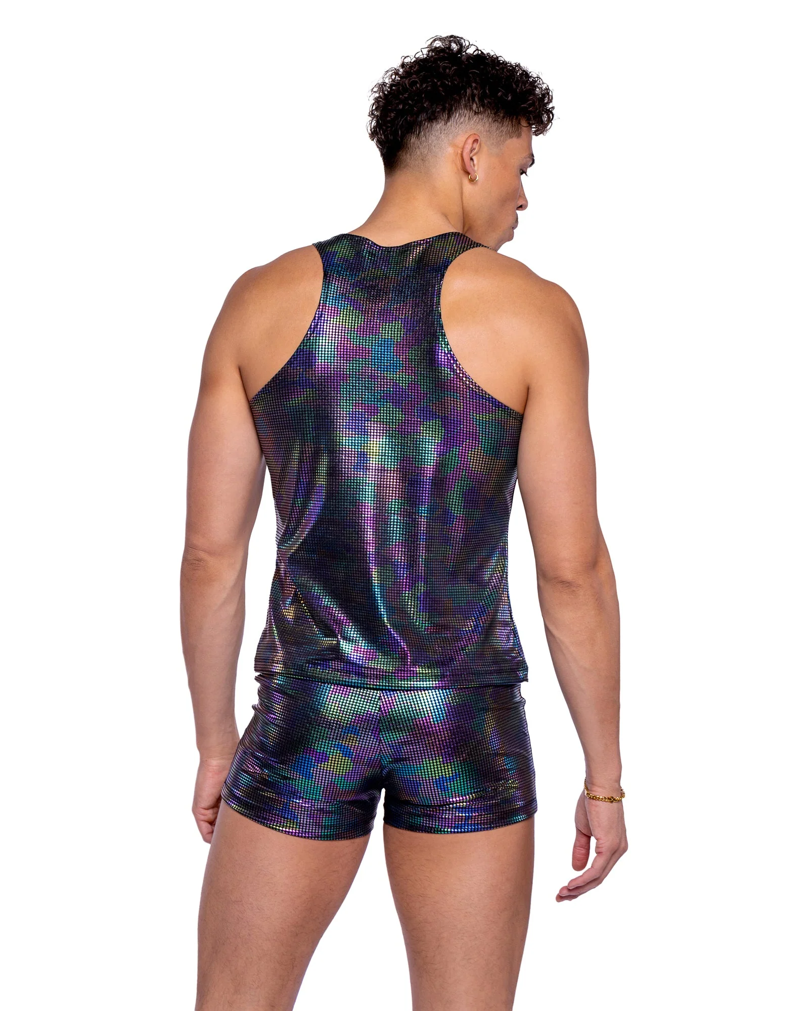 6530 - Rainbow Shimmer Camouflage Shorts - Image 2