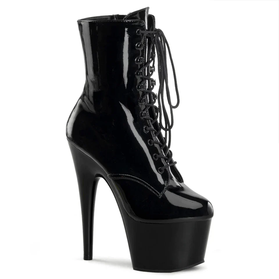 7 Inch Heel  Boots with Lace-Up Front - Image 3