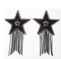 A Star Is Born Black Jewel Crysal Tassel Star Reusable Silicone Nipple Cover Pasties - Image 2