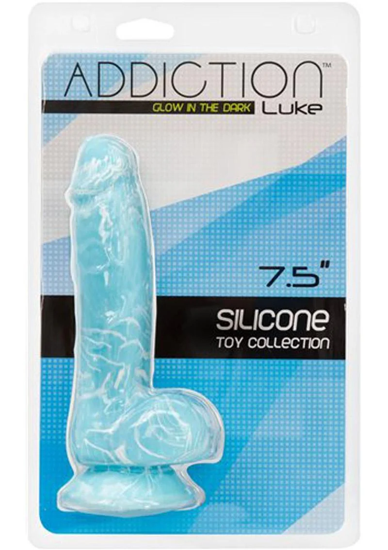Addiction Toy Collection Luke Silicone Glow In The Dark Dildo with Balls - Image 2