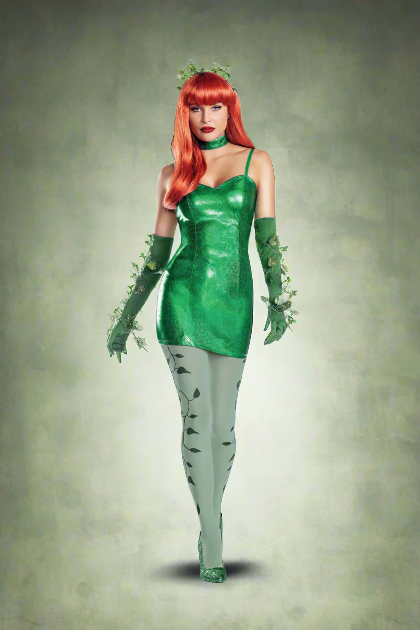 Poison Oak Bodycon Dress with Stretch Backside Womenâ€™s Costume â€“ Sexy Nature-Inspired Outfit