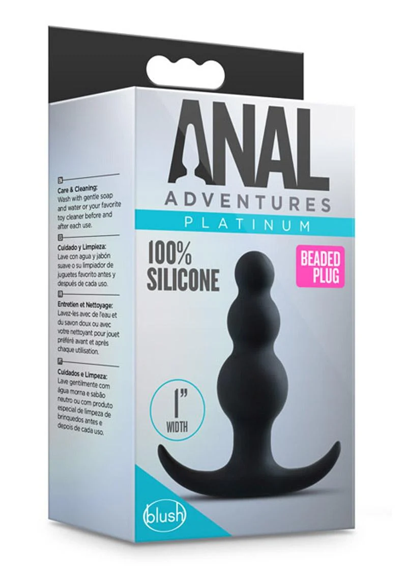 Anal Adventures Platinum Beaded Silicone Butt Plug - Image 2