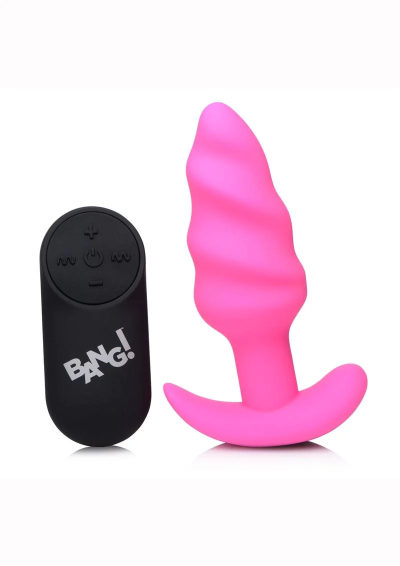 Bang! 21x Vibrating Silicone Rechargeable Swirl Butt Plug with Remote Control - Image 9