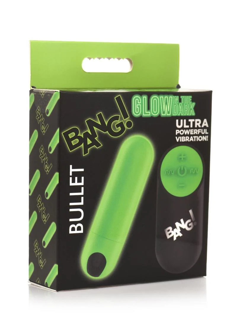 Bang! 28x Glow In The Dark Rechargeable Silicone Bullet with Remote - Image 2