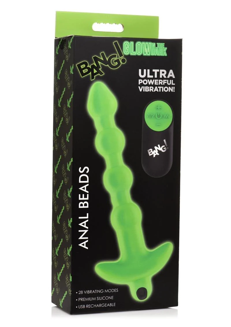 Bang! 28x Glow In The Dark Silicone Rechargeable Anal Beads with Remote - Image 2