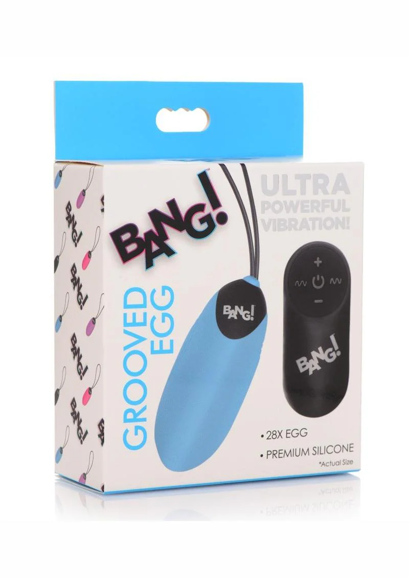 Bang! 28x Grooved Rechargeable Silicone Egg with Remote Control - Image 2