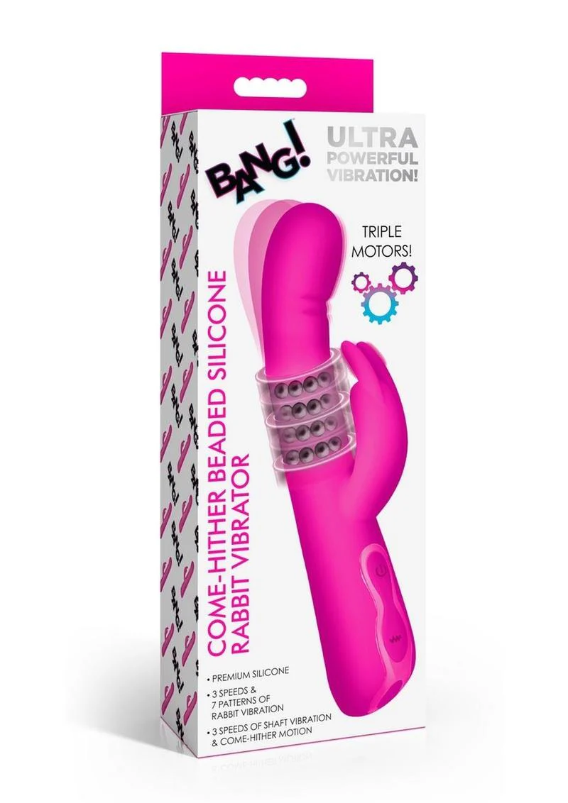 Bang! Come Hither Beaded Rechargeable Silicone Rabbit Vibrator - Image 2