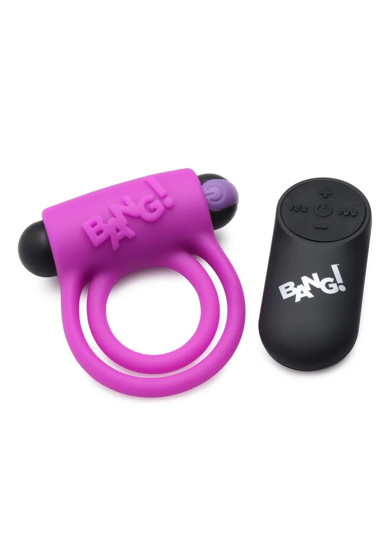 Bang! Silicone Rechargeable Cock Ring and Bullet with Remote Control - Image 13