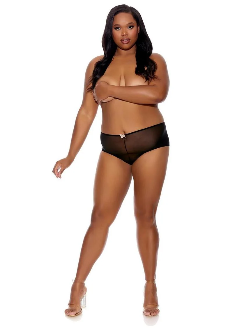 Barely Bare Split Lace Boy Shorts - Image 4