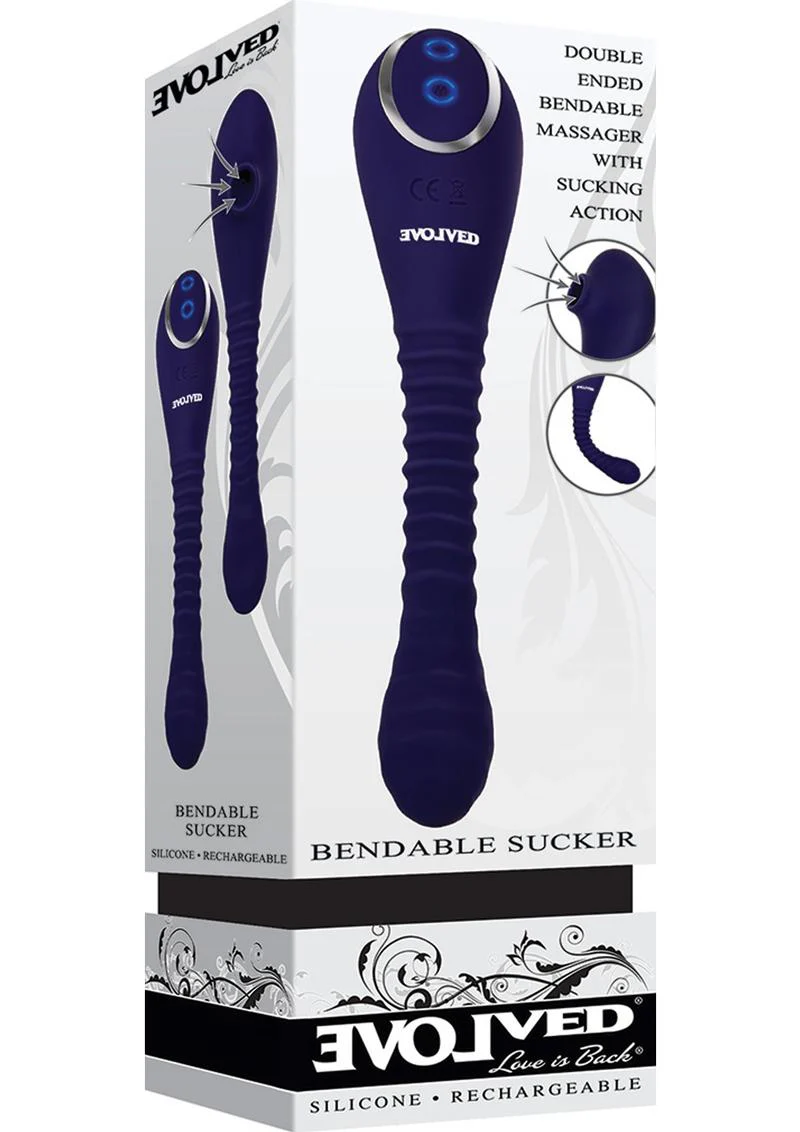 Bendable Sucker Dual End Silicone Rechargeable Vibrator - Image 2