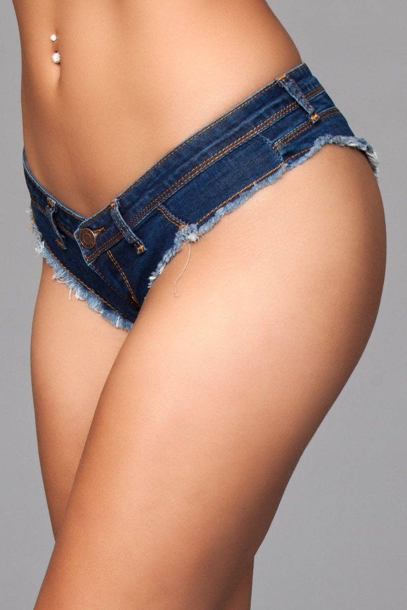 BeWicked - J8 Buns Out Cheeky Shorts - Dark Wash - Image 3