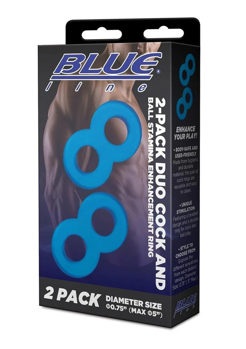 Blue Line Duo Cock and Ball Stamina Enhancement Ring - Image 2