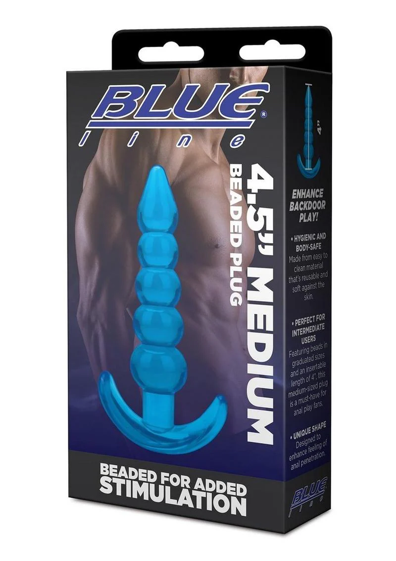 Blue Line Medium Beaded Anal Plug - Image 2