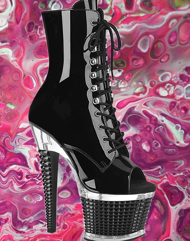Boots Open Toe Mid Calf 7 inch heels - Image 4