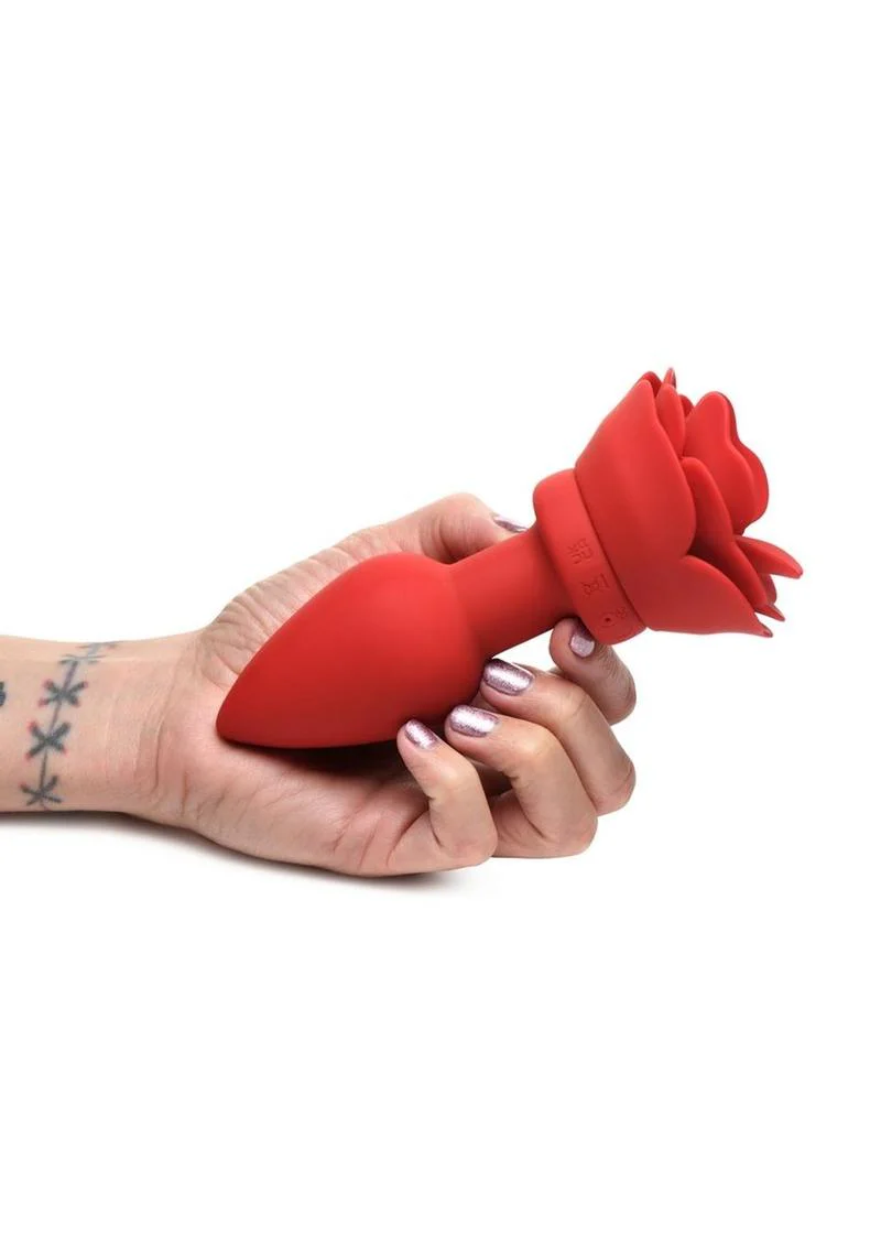 Booty Sparks 28x Rechargeable Silicone Vibrating Rose Anal Plug with Remote Control - Image 11