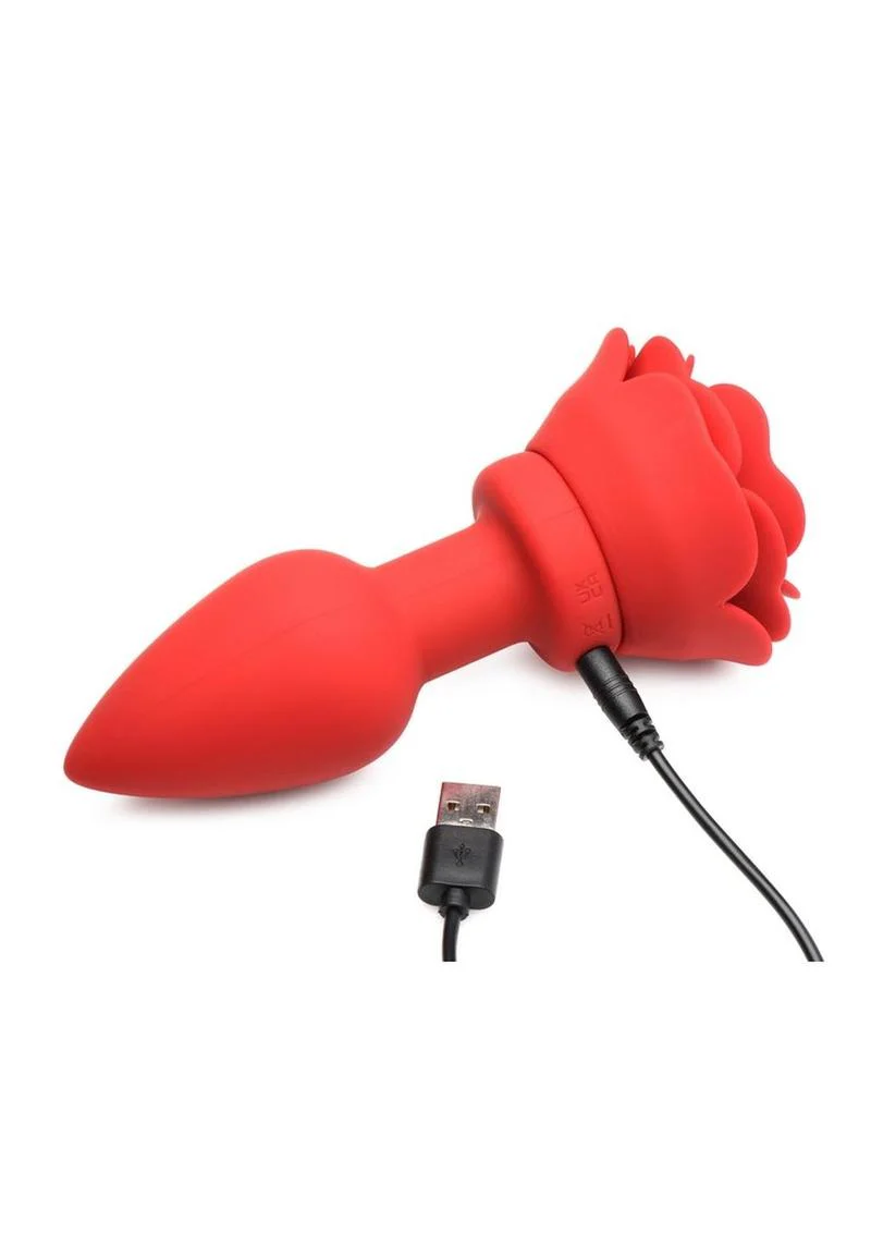 Booty Sparks 28x Rechargeable Silicone Vibrating Rose Anal Plug with Remote Control - Image 12