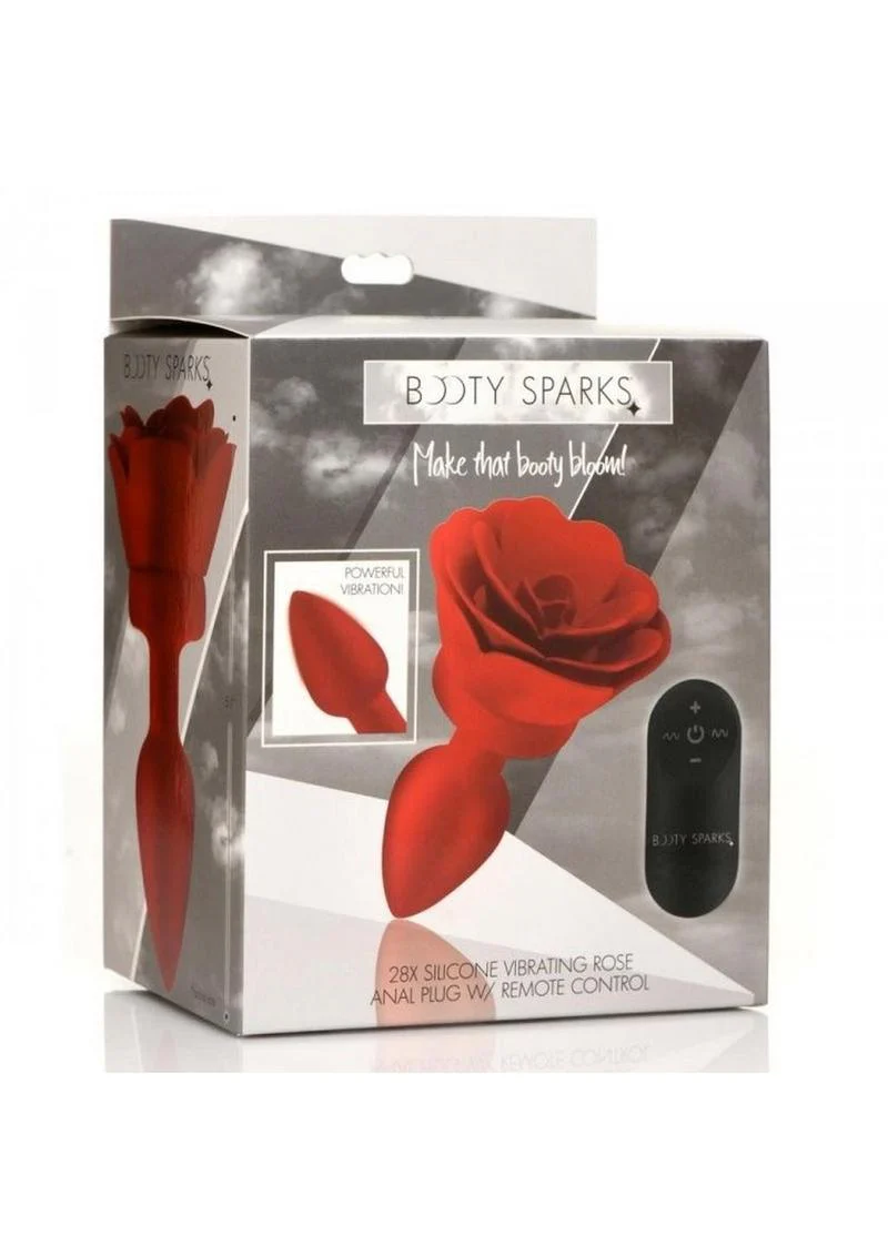 Booty Sparks 28x Rechargeable Silicone Vibrating Rose Anal Plug with Remote Control - Image 2