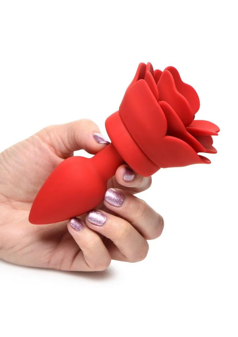 Booty Sparks 28x Rechargeable Silicone Vibrating Rose Anal Plug with Remote Control - Image 3