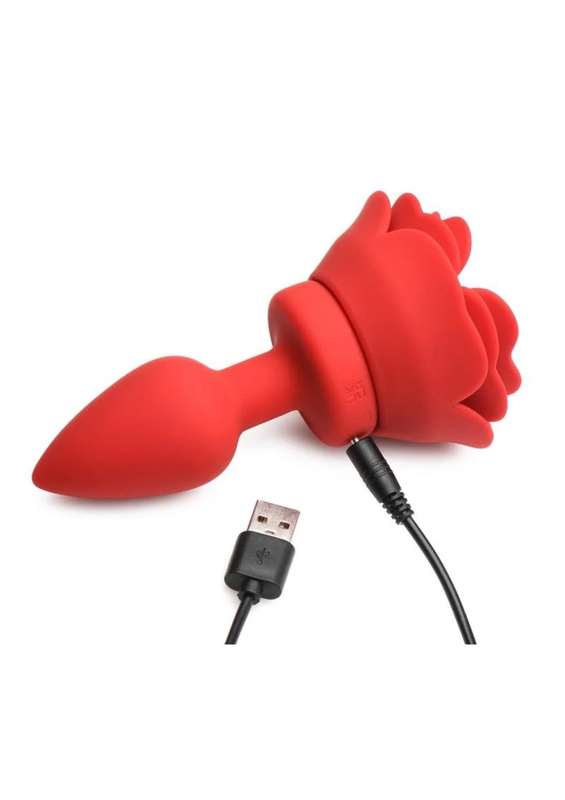 Booty Sparks 28x Rechargeable Silicone Vibrating Rose Anal Plug with Remote Control - Image 4