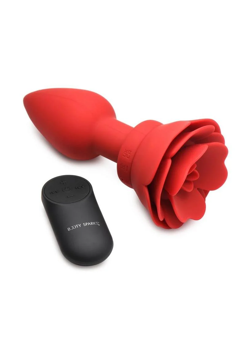 Booty Sparks 28x Rechargeable Silicone Vibrating Rose Anal Plug with Remote Control - Image 9