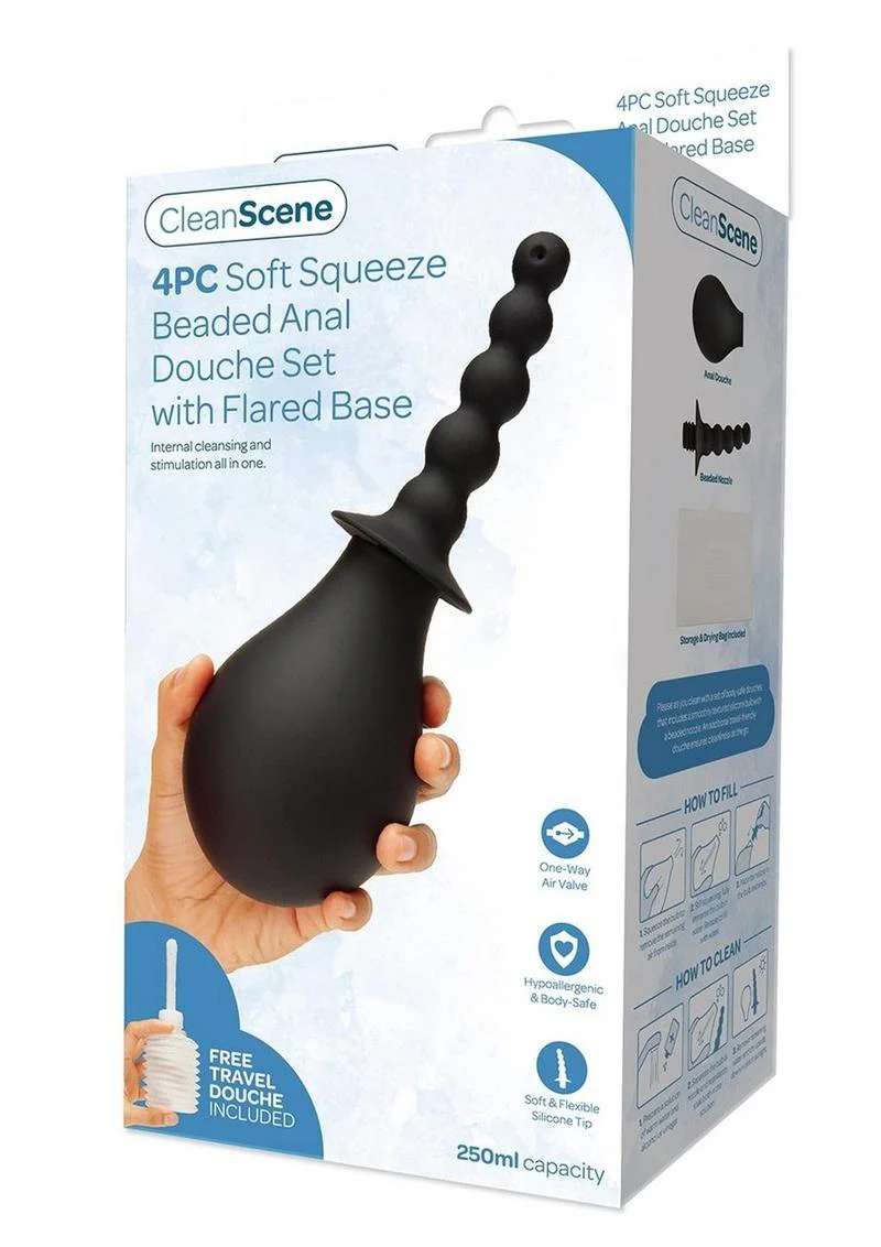 Cleanscene Soft Squeeze Beaded Anal Douche Set with Flared Base - Image 2