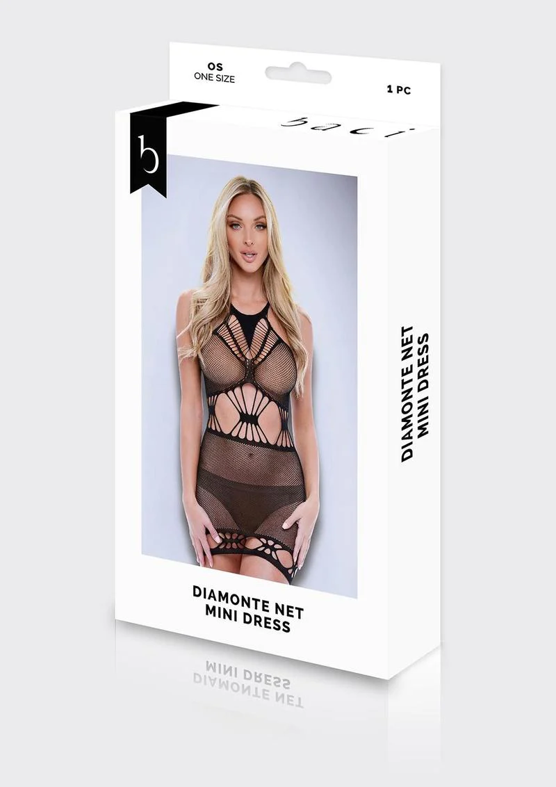 Diamonte Net Mini Dress - Image 3