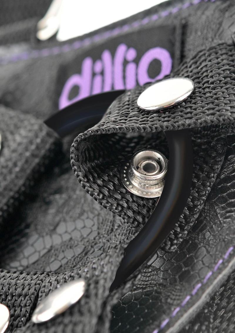 Dillio Strap-On Suspender Harness Set Black with Silicone Dildo - Image 4