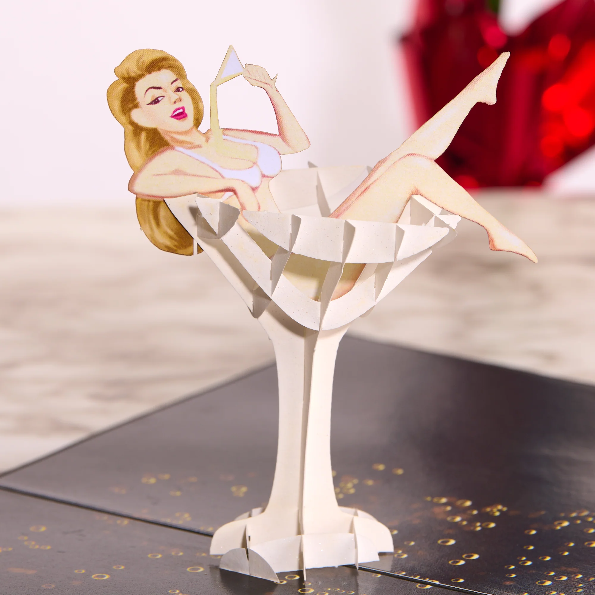 Dirty Pop Cards - Martini Doll Sexy 3D Pop-Up Cocktail Party Greeting Card - Image 2