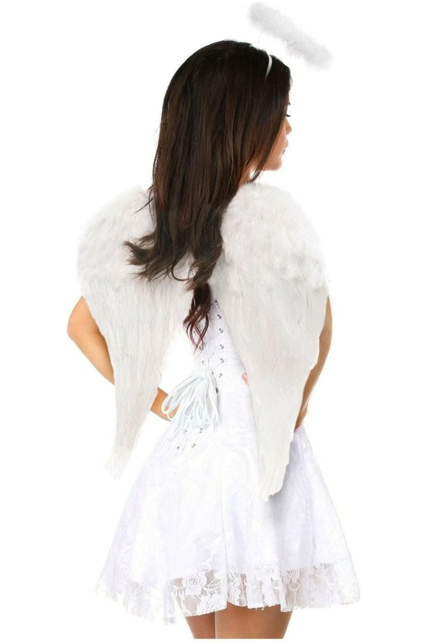 Divine Angel Corset Costume Set: Elegant 3-Piece Lace Outfit with Wings - Image 4