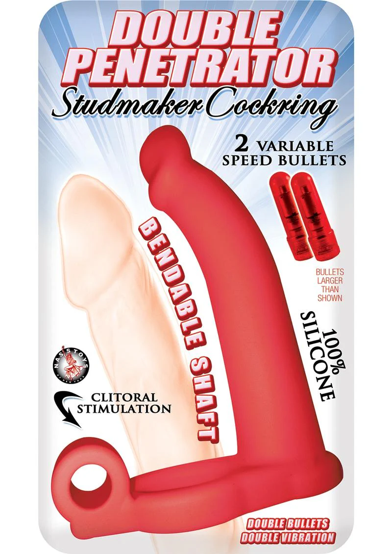 Double Penetrator Studmaker Silicone Vibrating Cock Ring - Image 2