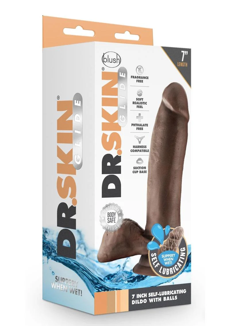 Dr. Skin Glide Self Lubricating Dildo with Balls - Image 6