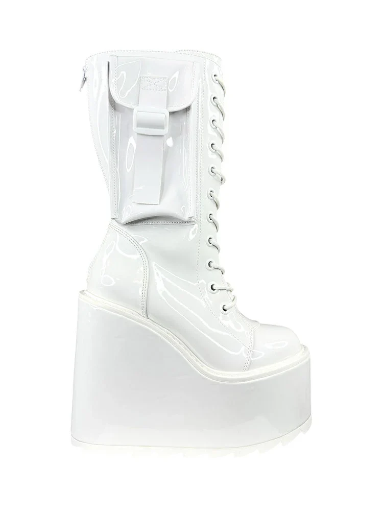 DUNE DESERT - WHITE PATENT BOOTS - Image 3