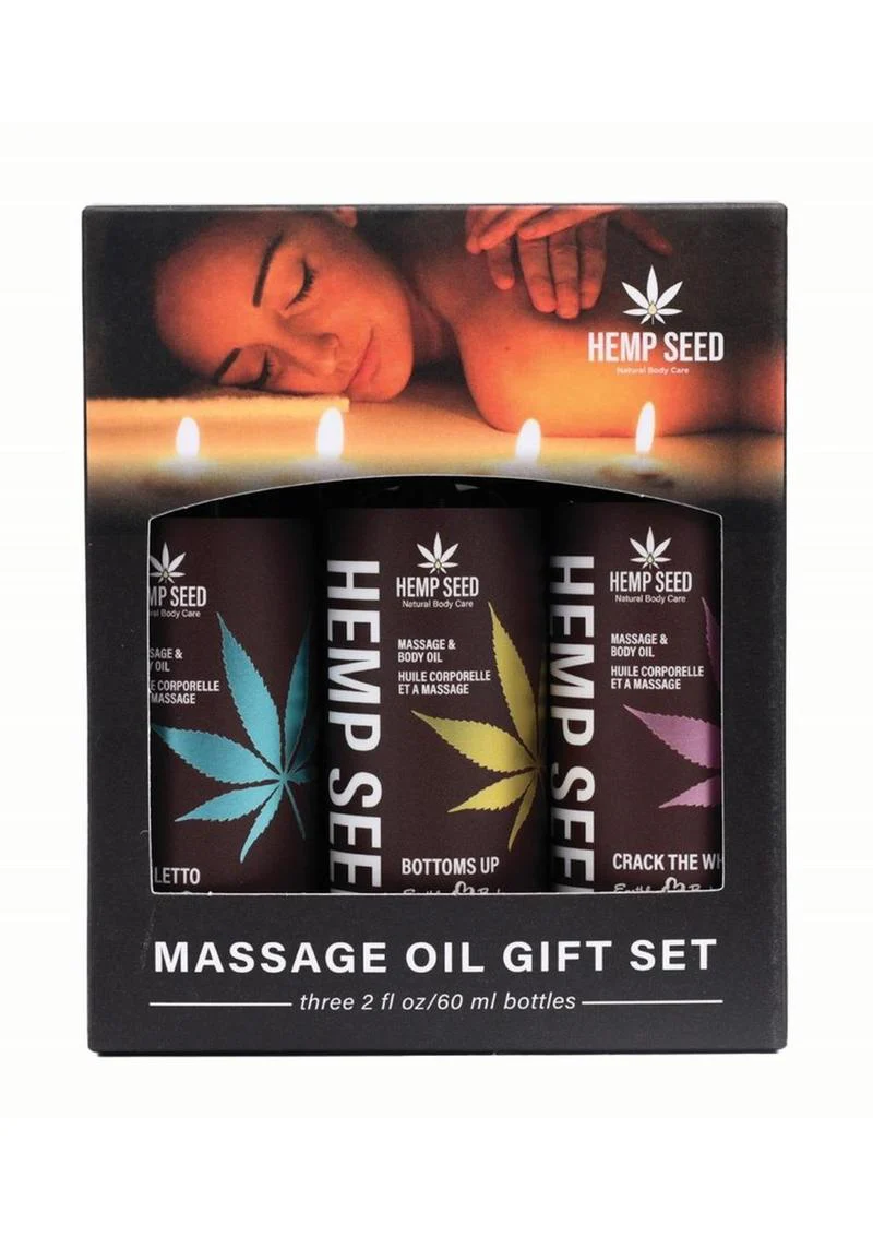 Earthly Body Valentine 2025 Trio Hemp Seed Massage Oil Gift