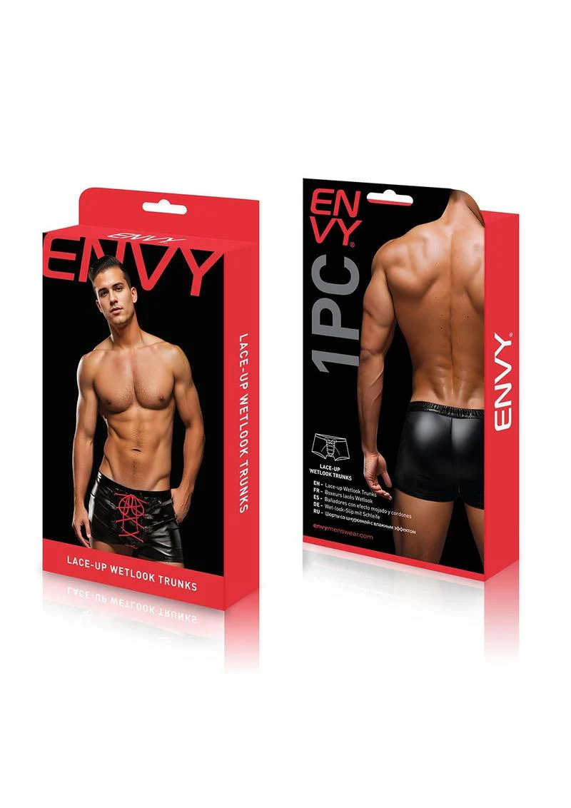 Envy Lace-Up Wetlook Trunks Black-M/L - Image 3