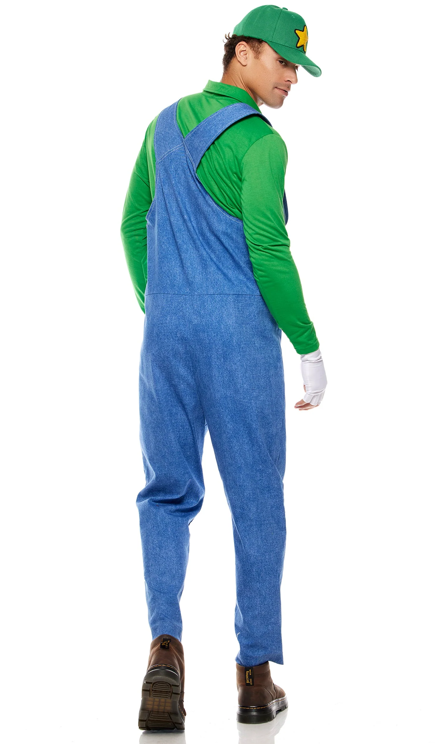 Epic Gamer Green Overalls Costume Set - Long-Sleeve Shirt, Hat, Gloves - Image 2