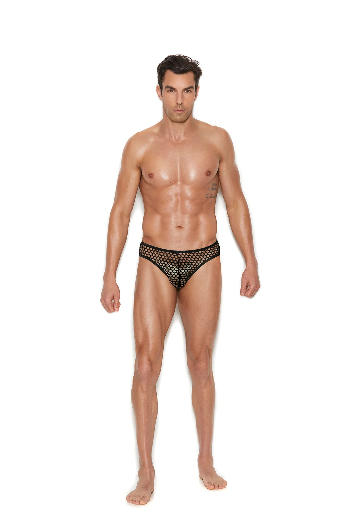 Elegant Moments Men's Fishnet Thong Back Brief