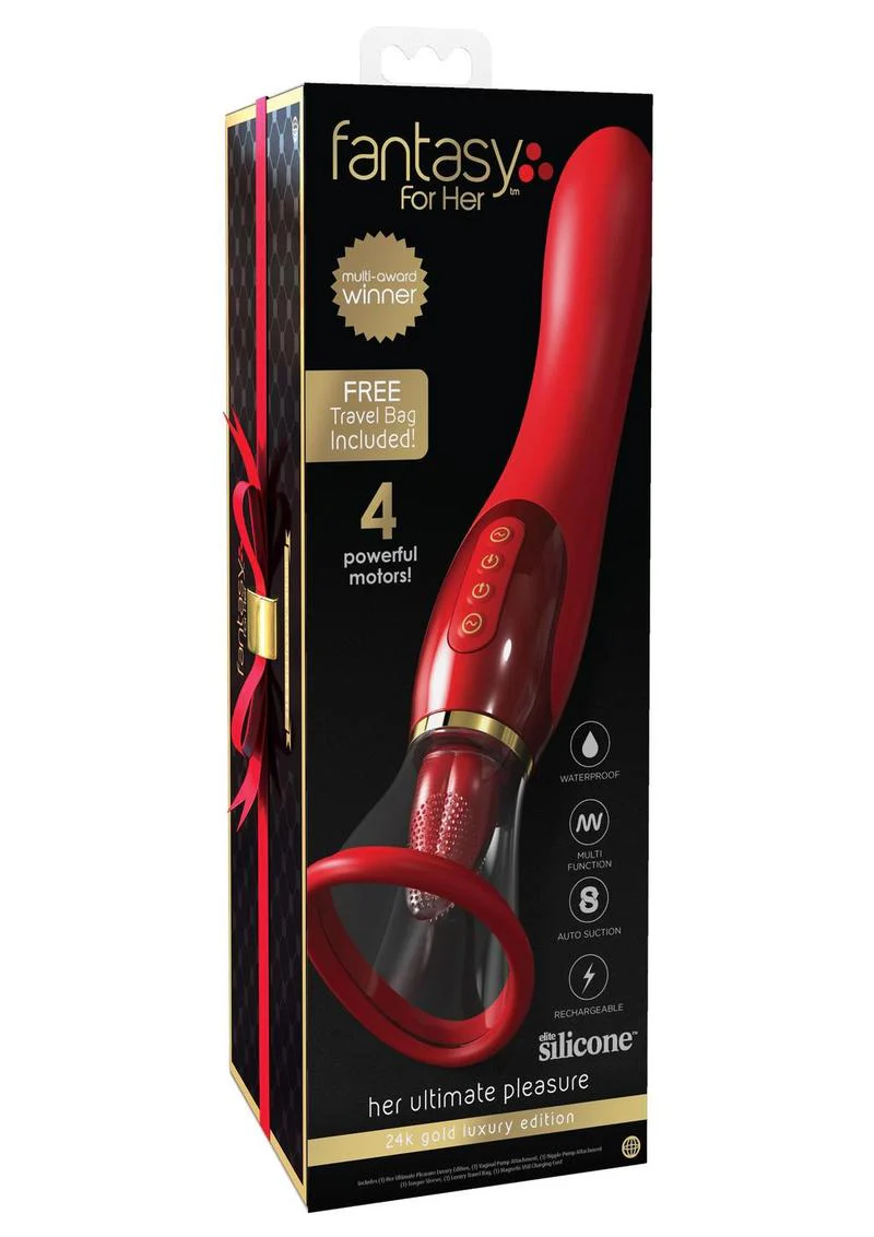 Fantasy For Her Her Ultimate Pleasure 24k Gold Luxury Edition Silicone Vibrating Multi Speed USB Rechargeable Clit Stimulator Waterproof - Image 2