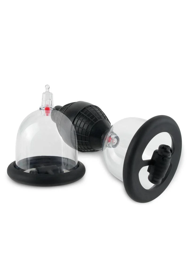 Fetish Fantasy Series Vibrating Nipple Silicone Pleasure Cups with Pump - Image 3