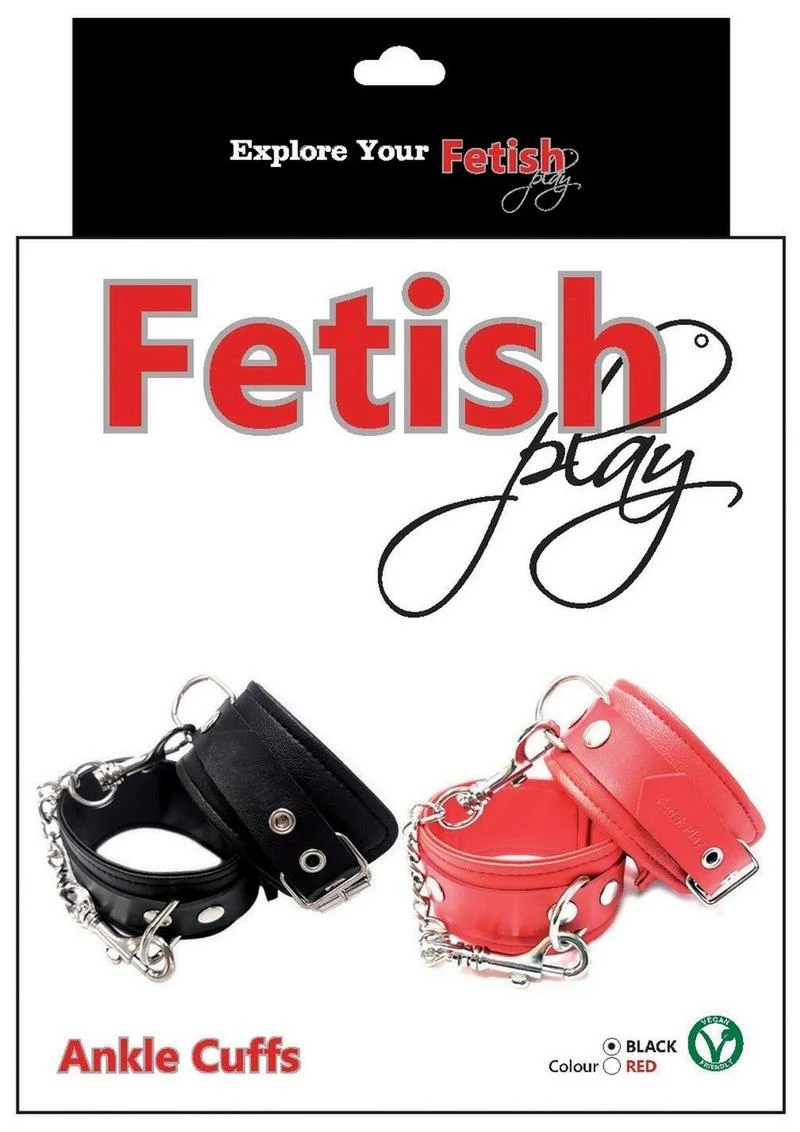 Fetish Play Ankle Cuffs Vegan Leather - Image 3
